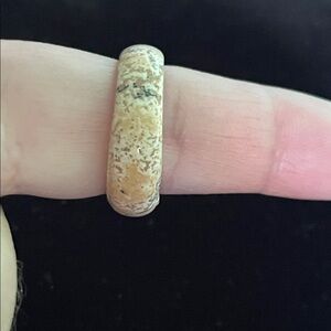 Natural Beige Jasper Dome Ring - Women Jewelry